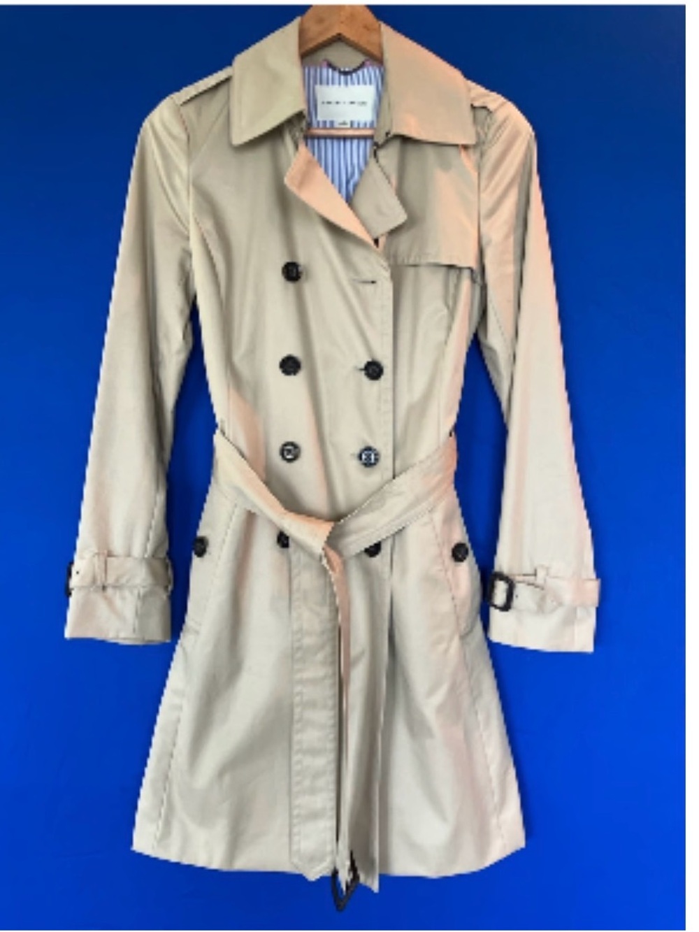 Banana Republic Khaki Double-Breasted Trench with Tie Belt
